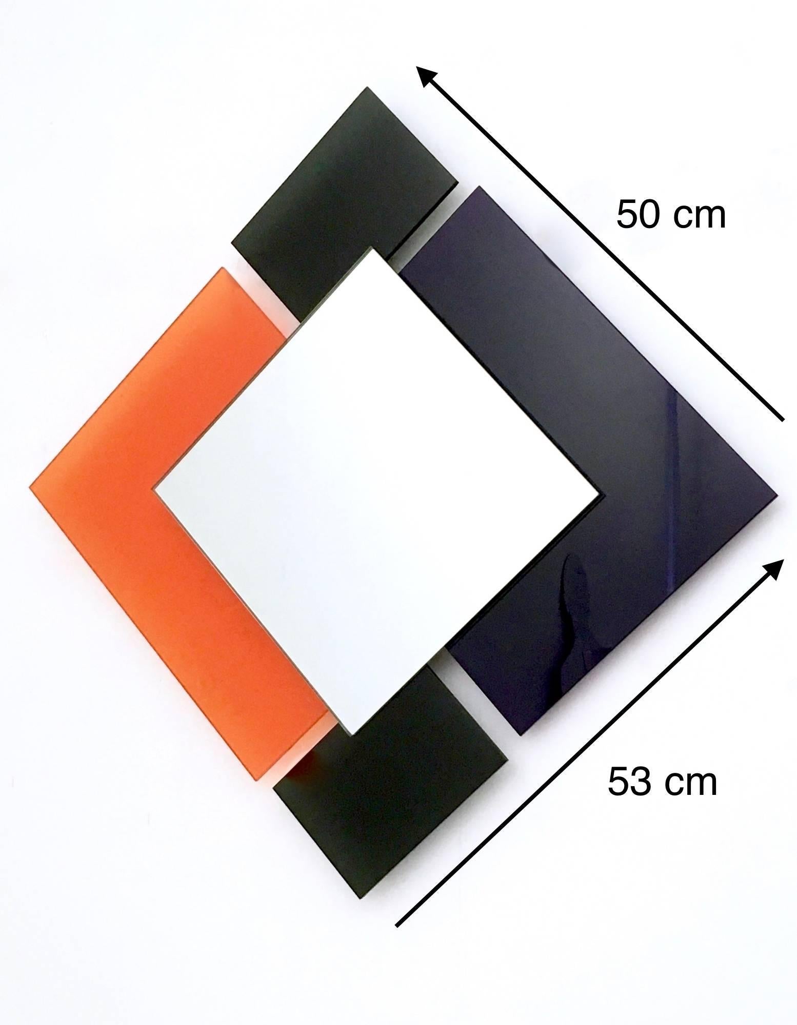 Pair of Postmodern Black and Orange Wall Mirrors in the Style of Sottsass, 1980s For Sale 8