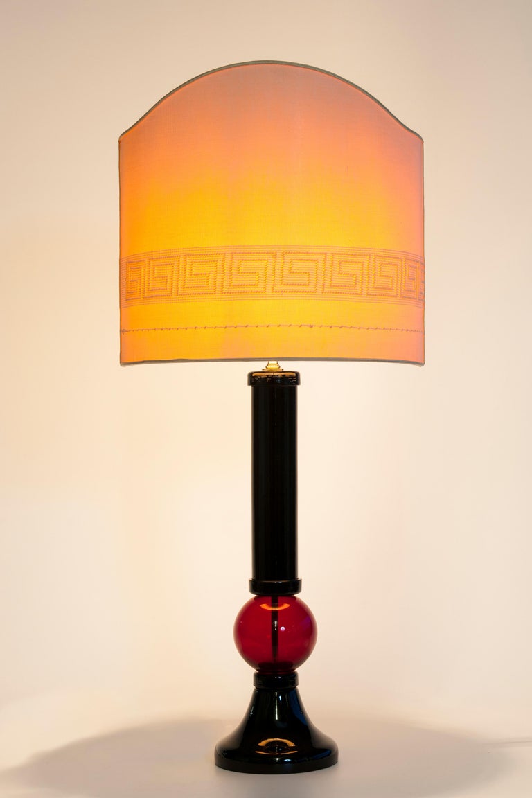 Pair of Black and Red Table Lamps in Blown Murano Glass, 21st Century ...