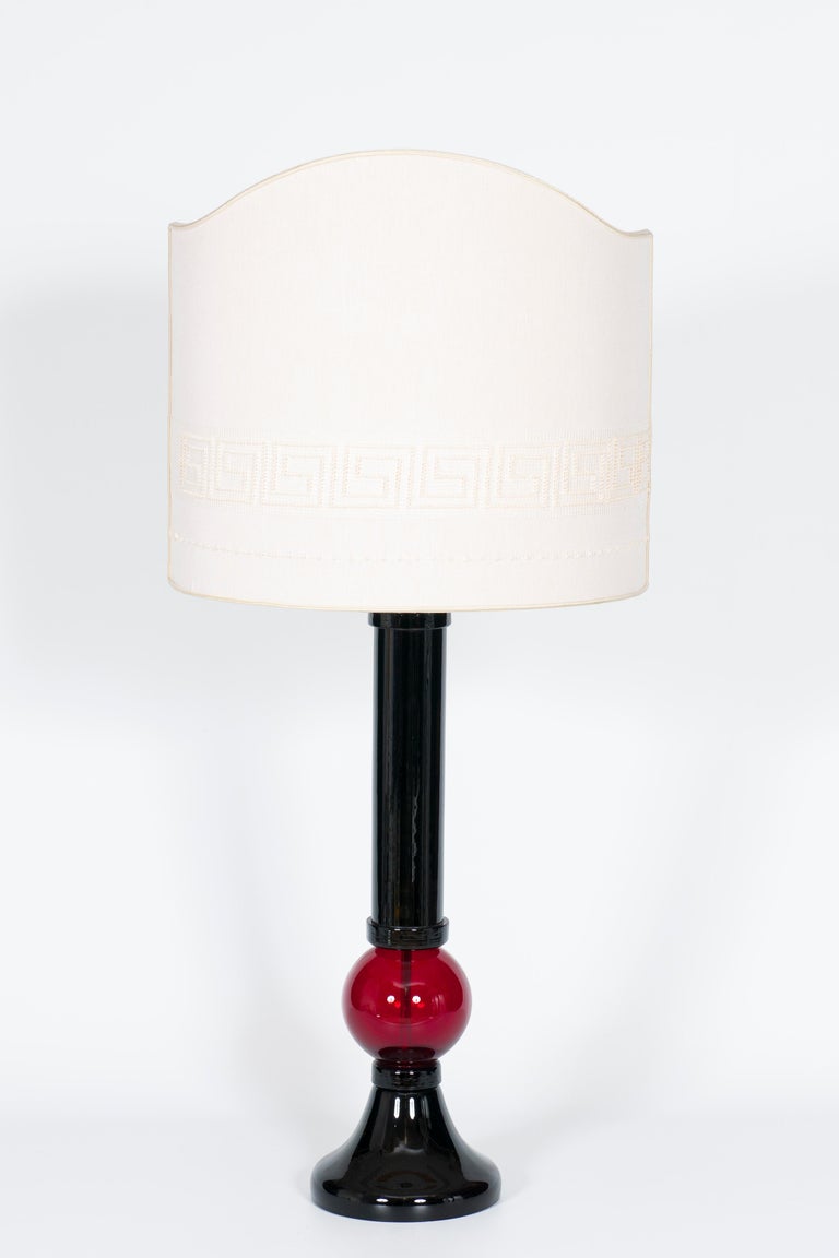 Pair of Black and Red Table Lamps in Blown Murano Glass, 21st Century ...