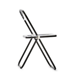 Paar schwarze und transparente Plia-Stühle Giancarlo Piretti für Castelli, Italien