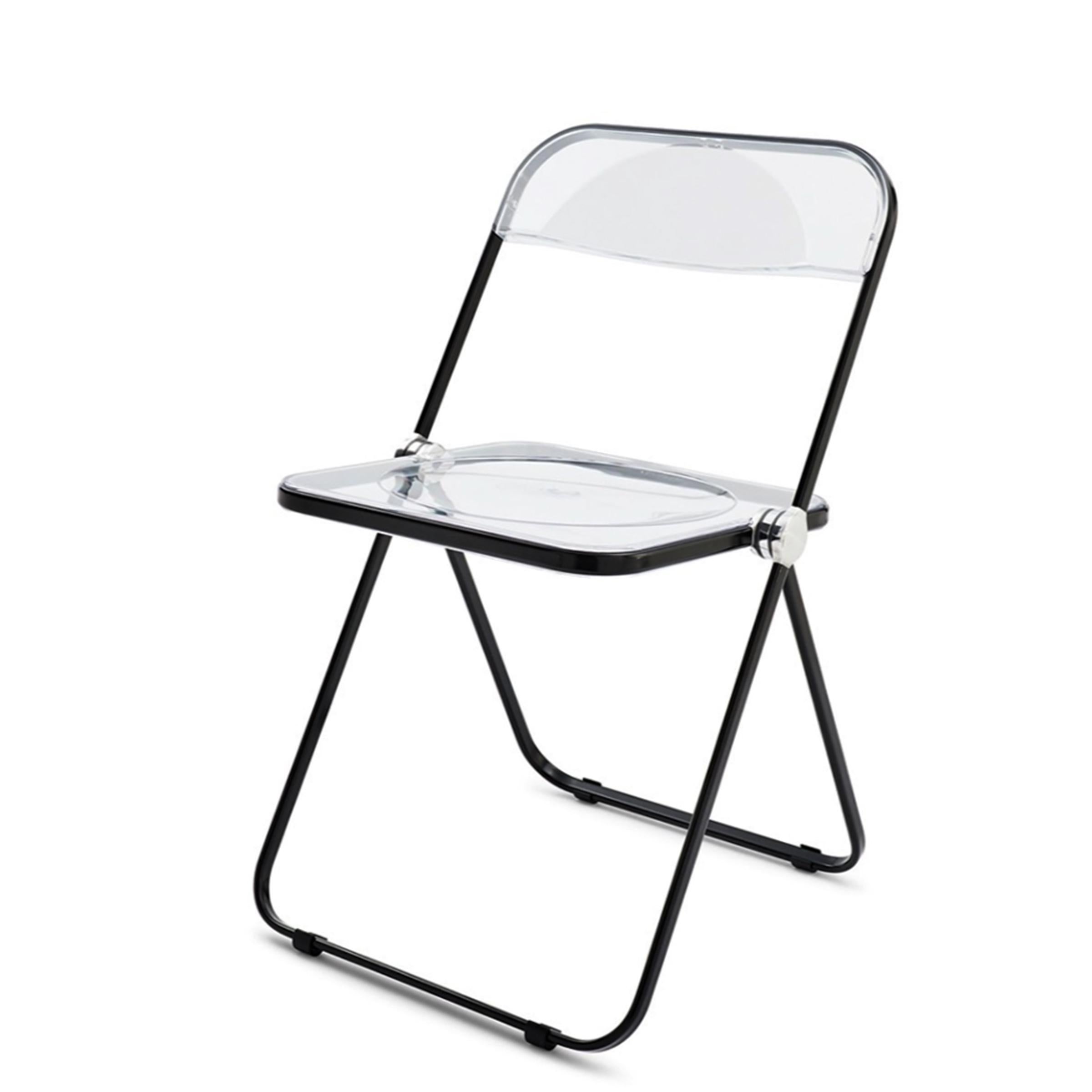 Paar schwarze und transparente Plia-Stühle Giancarlo Piretti für Castelli, Italien (Italienisch) im Angebot