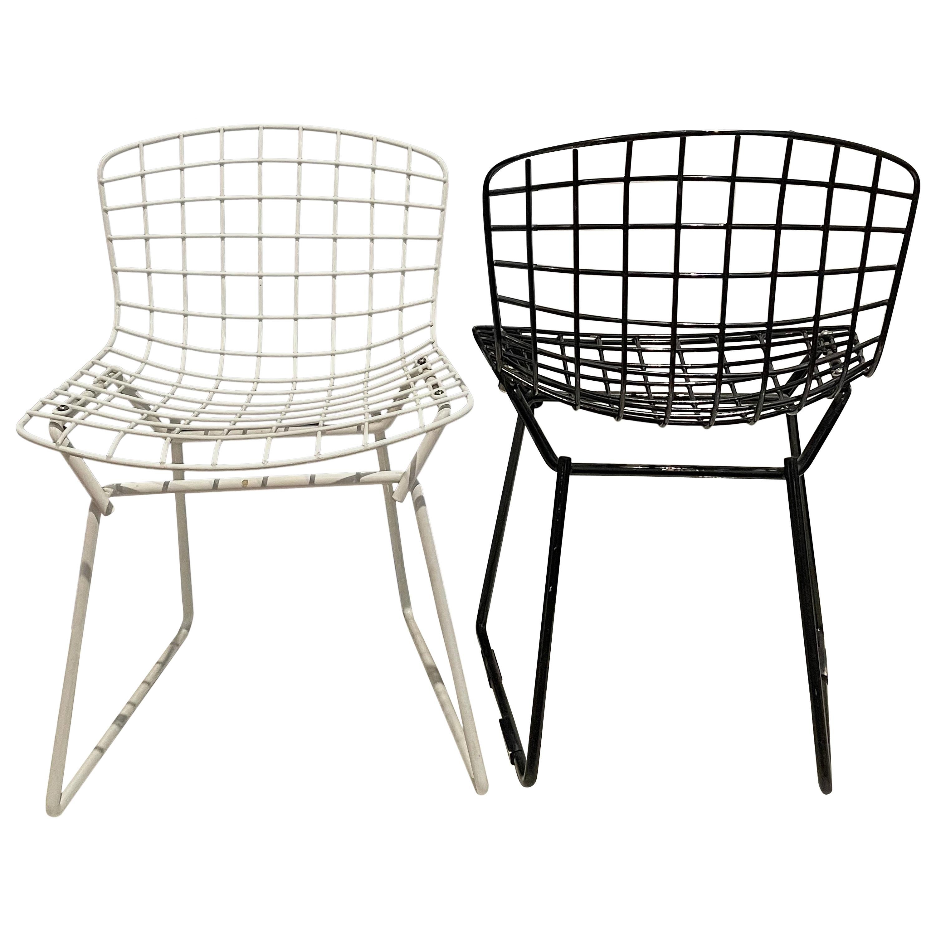 Pair of Black and White Baby Bertoia Chairs at 1stDibs