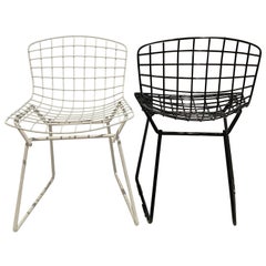 Vintage Pair of Black and White Baby Bertoia Chairs