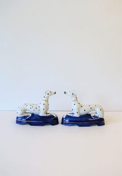 Pair of Black and White Greyhound or Whippet Decorative Dogs