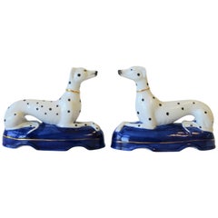 Vintage Pair of Black and White Greyhound or Whippet Decorative Dogs