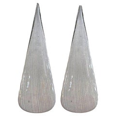 Pair of Black and White Murano Glass Lamps by Vetri