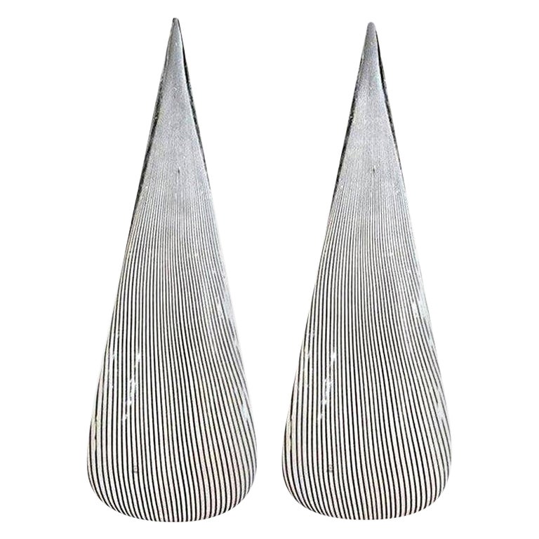 Pair of Black and White Murano Glass Lamps by Vetri