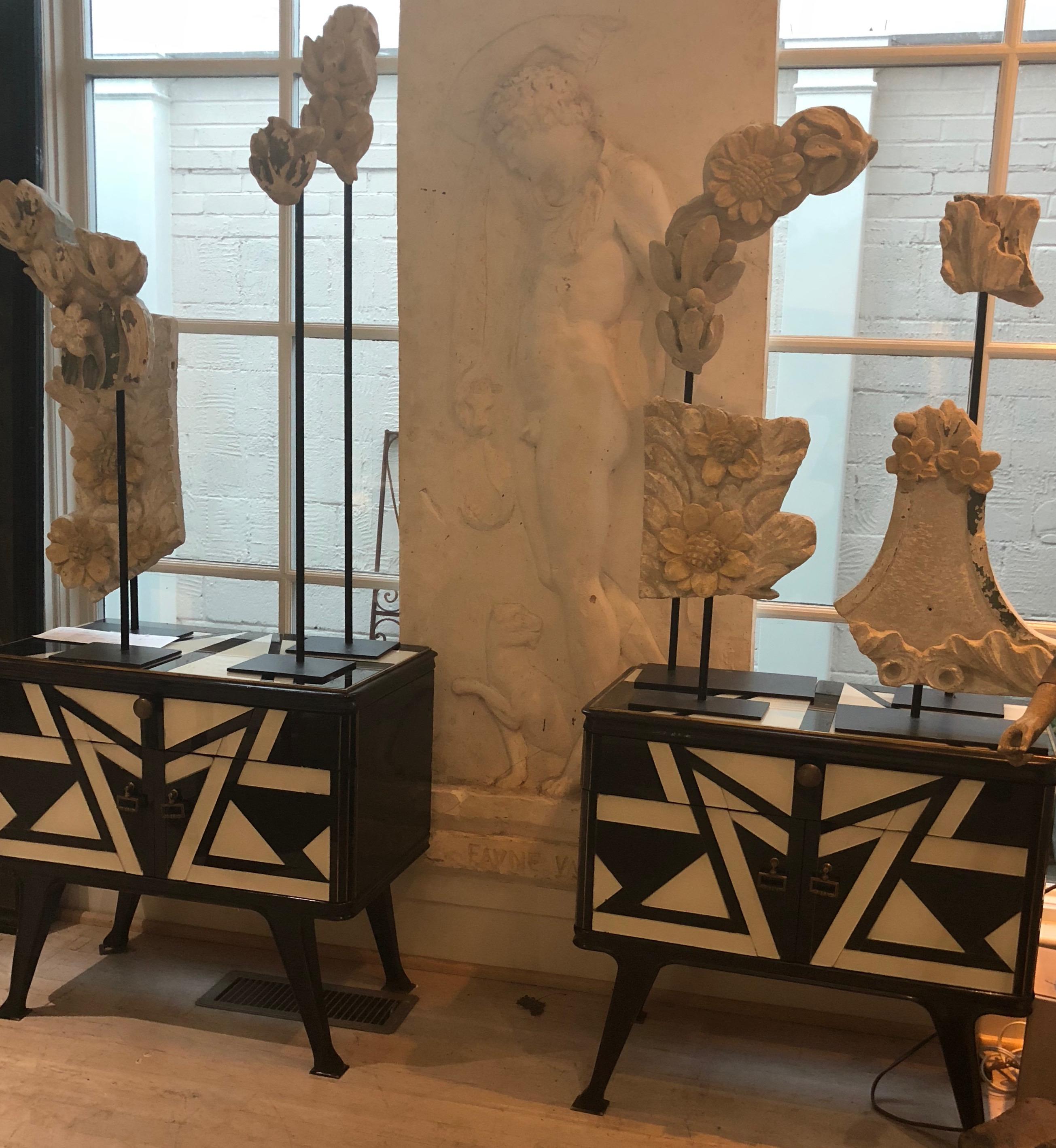 Pair of Black and White Side Tables with a Top Drawer 7
