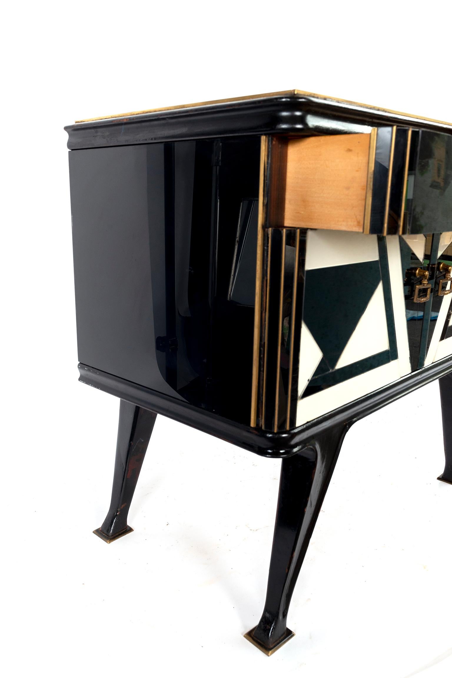 Pair of Black and White Side Tables with a Top Drawer 3