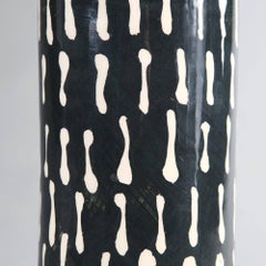Pair of Black and White Studio Pottery Vases