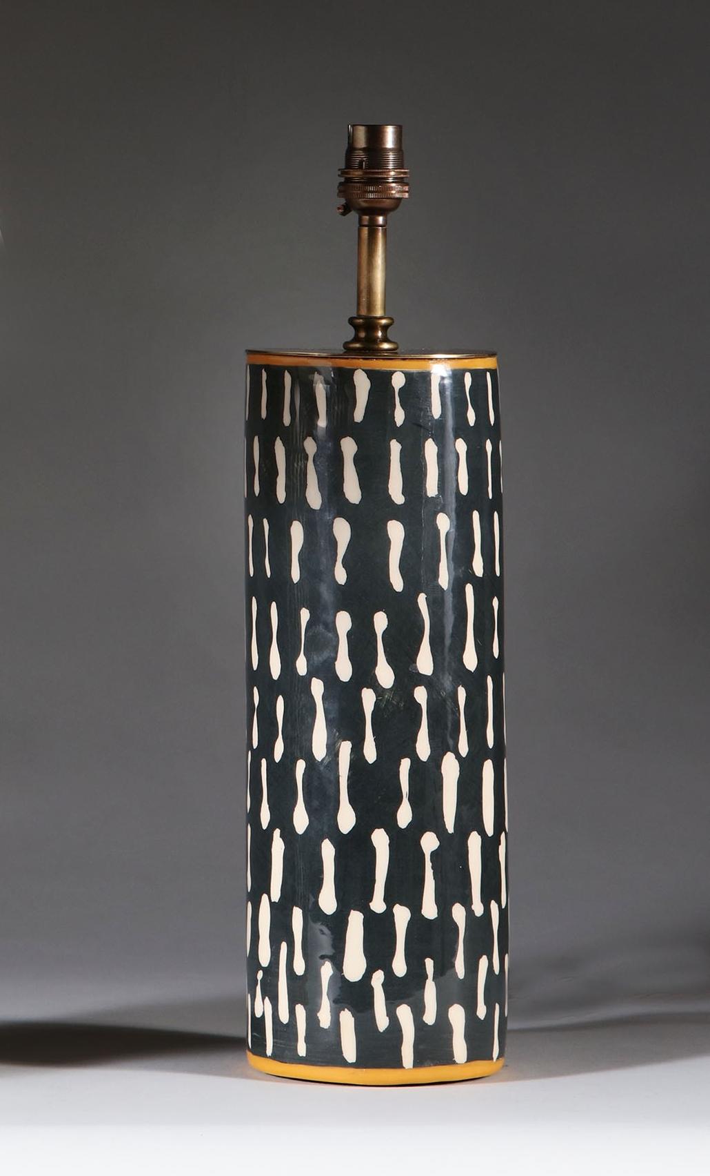 Glazed Pair of Black and White Studio Pottery Vases
