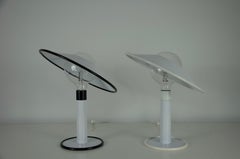 Paire de lampes de table noires et blanches, Italie, années 1980