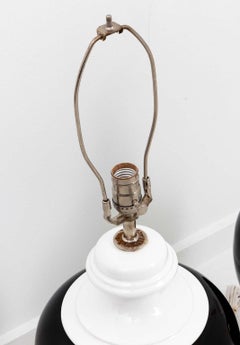 Pair of Black and White Urn Lamps