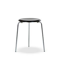 Pair of black Arne Jacobsen Dot tripod Stools Mod. 3107 for Fritz Hansen