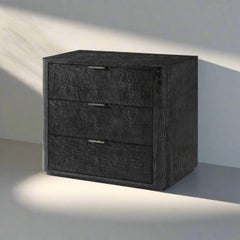 Pair of Black Art Deco 3 Drawer Nightstands