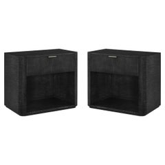 Pair of Black Art Deco Nightstands