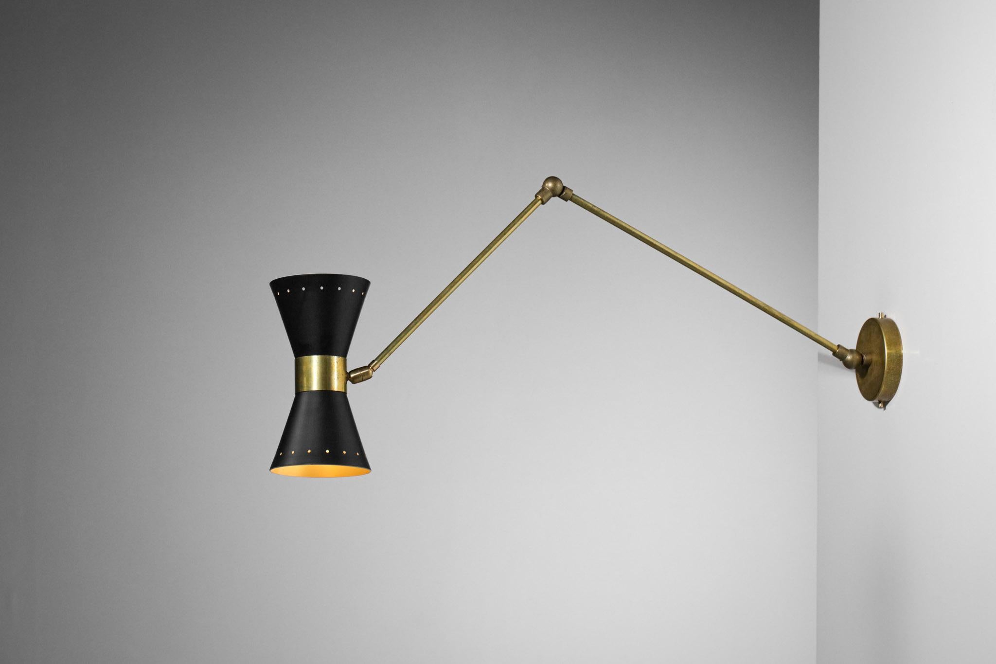  Black Articulated Modern Italian Sconces Design Stilnovo Noa Brass ML137 In New Condition For Sale In Lyon, FR