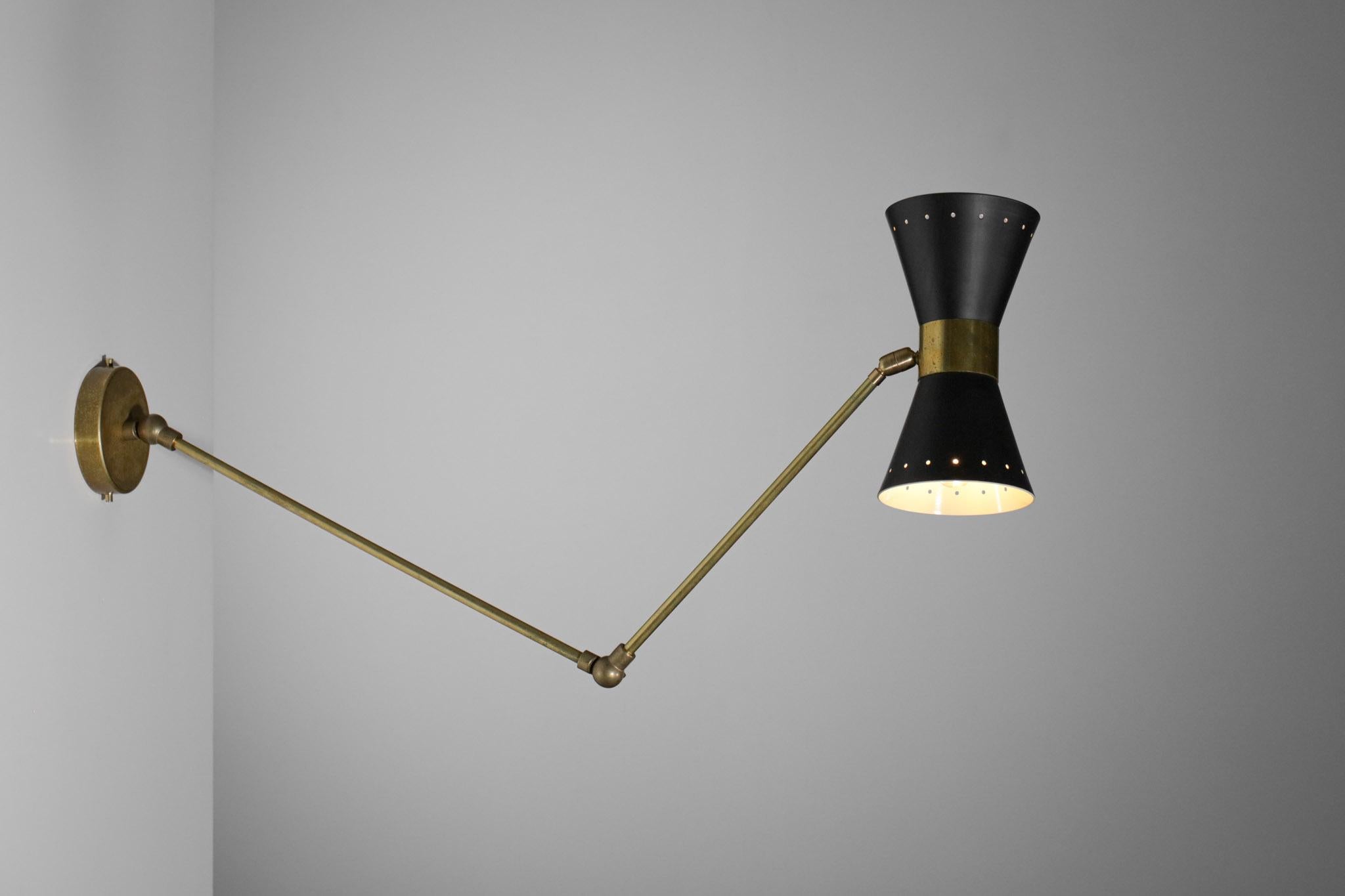 Contemporary  Black Articulated Modern Italian Sconces Design Stilnovo Noa Brass ML137 For Sale