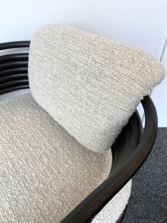 Pair of Black Bamboo and Bouclé Armchairs by Joe Colombo, Italy