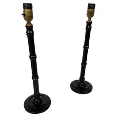 Pair of Black Bamboo Table Lamps and shades