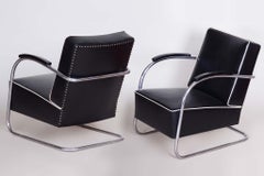 Pair of Black Bauhaus Armchairs, Made by Mucke Melder in 1930s Czechia