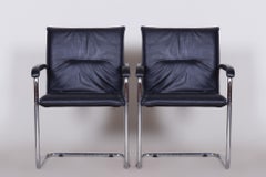 Pair of Black Bauhaus Chairs, Artificial Leather, 1970s, Germany