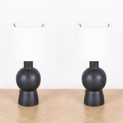 Pair of Black 'Bilboquet' Stoneware Lamps by Design Frères