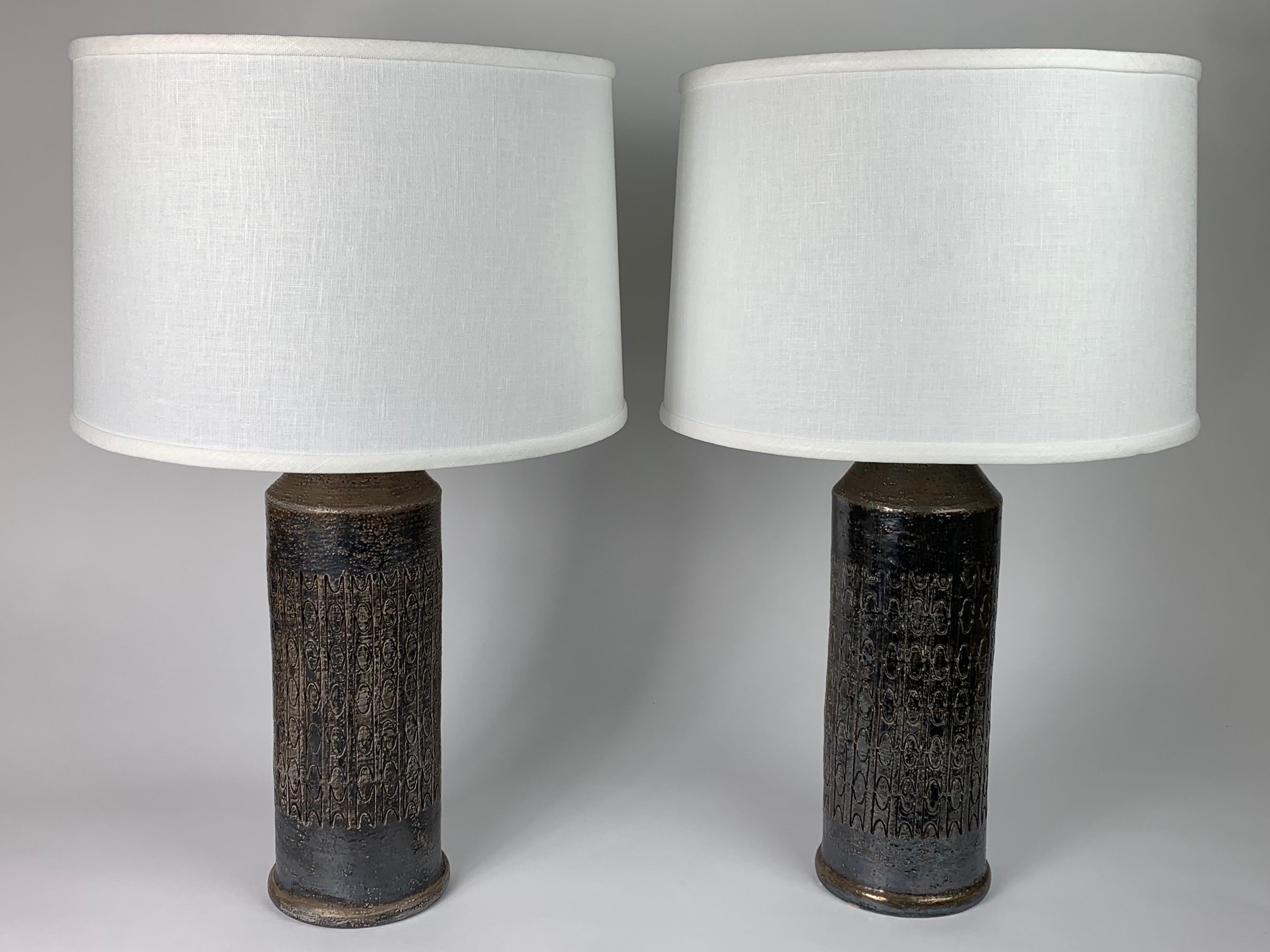 Mid-Century Modern Pair of Black Bitossi Lamps, Italy, 1970 For Sale