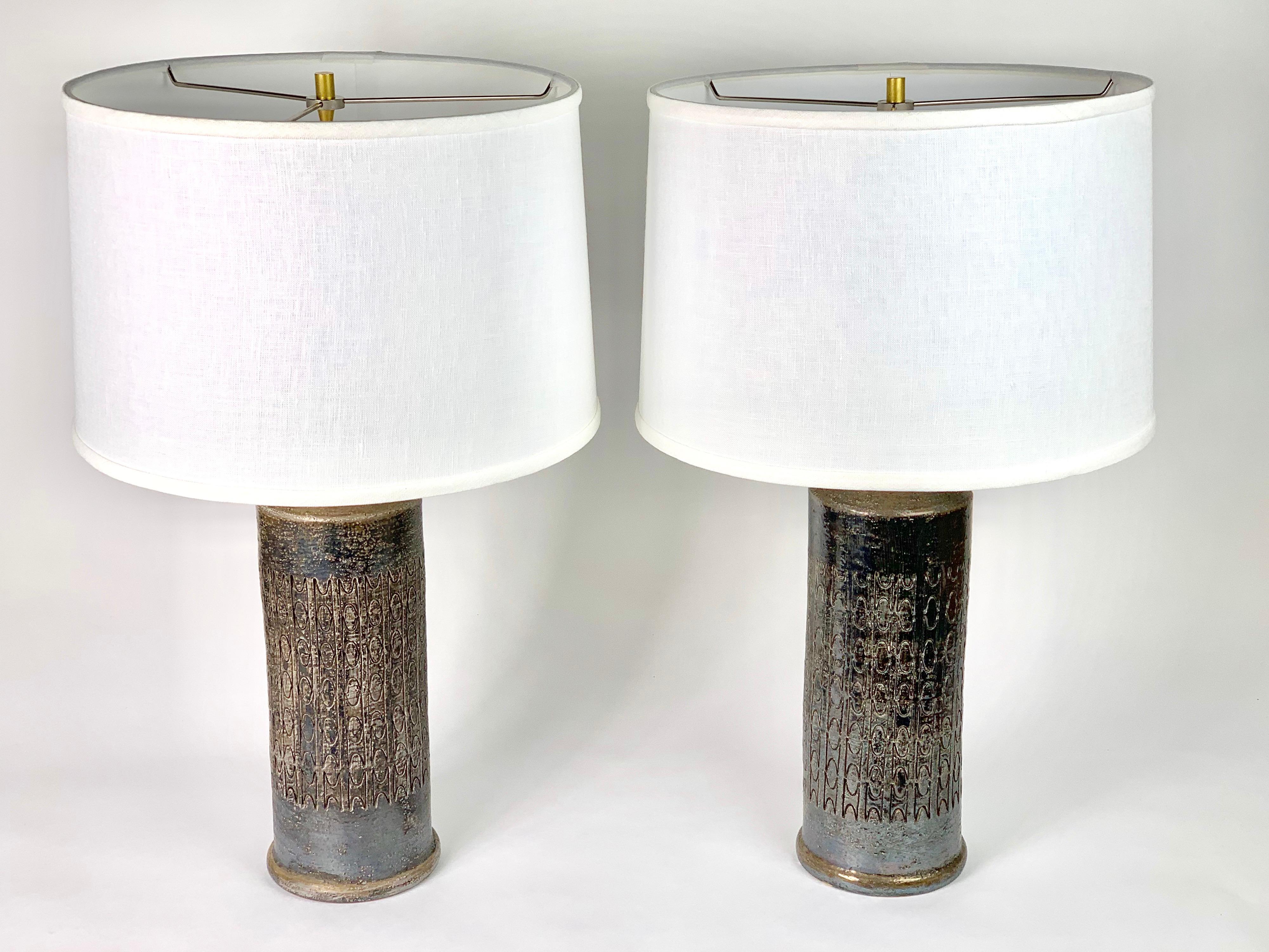 Italian Pair of Black Bitossi Lamps, Italy, 1970 For Sale