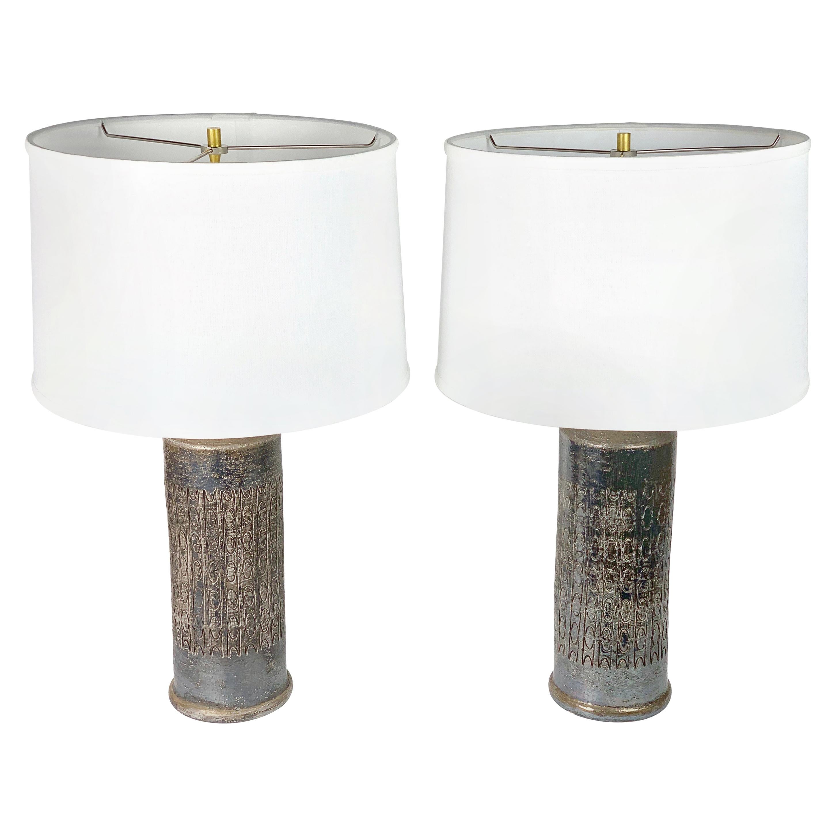 Pair of Black Bitossi Lamps, Italy, 1970