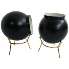 Pair of Black Bomb Table Lamps by Gilardi & Barzaghi, Italy, 1950