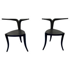Pair of Black Carved and Painted Nyala Style Chairs