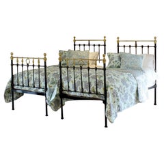 Pair of Black Cast Iron Antique Beds in Black circa 1890 MP69