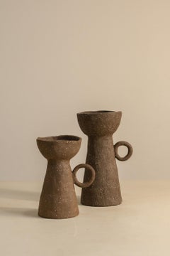 Pair of Black Ceramic Candleholder