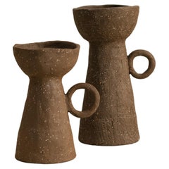 Pair of Black Ceramic Candleholder