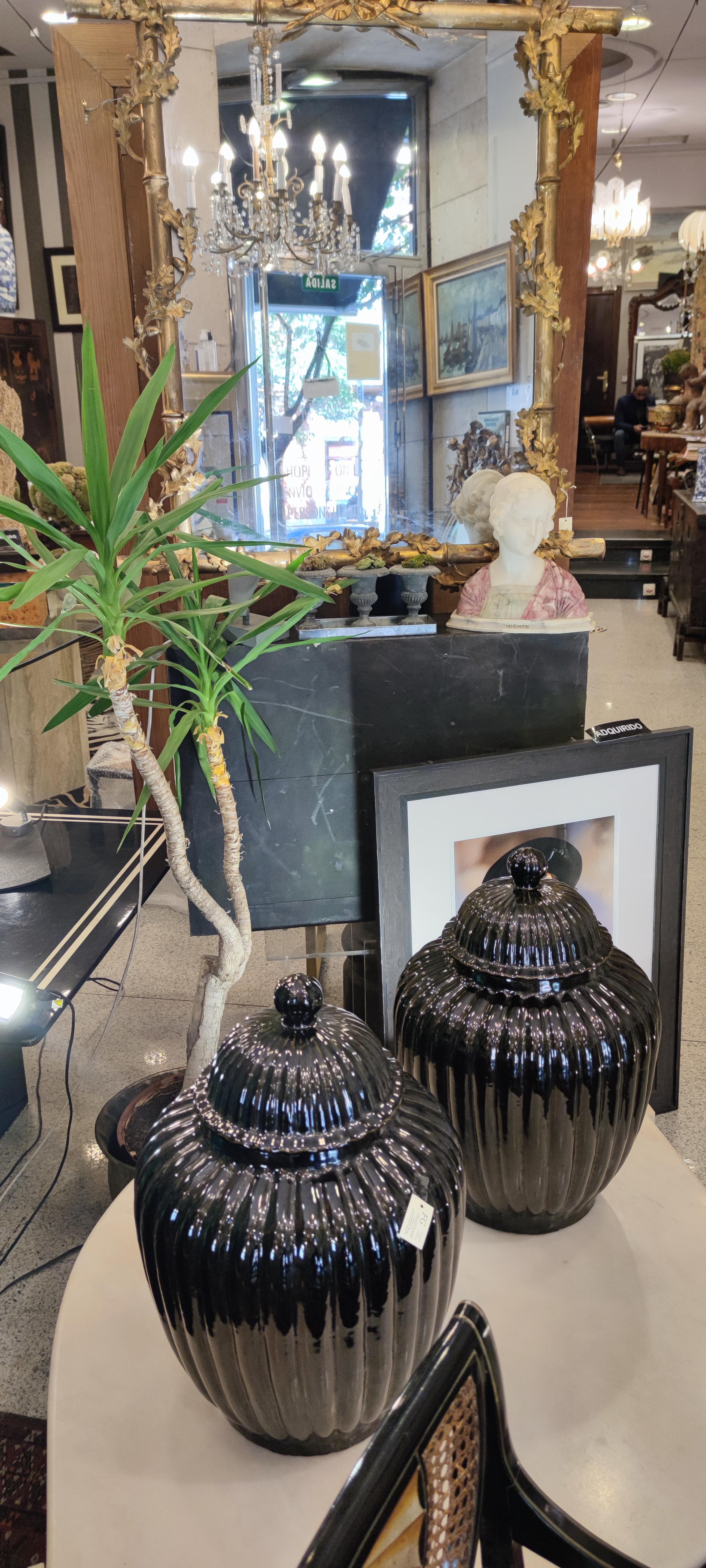 Pair of Black Ceramic Italian Vases, Bucaros, Centerpieces For Sale 9