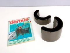 Pair of Postmodern Black Ceramic Pieces by Pino Spagnolo for Sicart, Italy