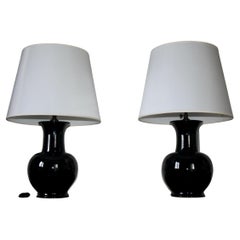 Paire de lampes de table en céramique noire