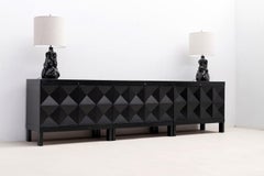 Pair of black ceramic table lamps by Aliette Vliers, Belgium