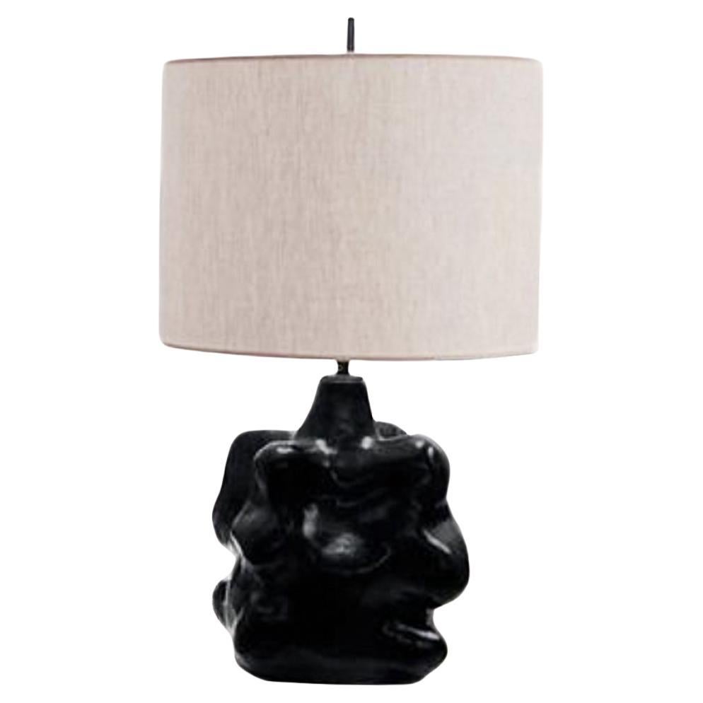 Pair of black ceramic table lamps by Aliette Vliers, Belgium