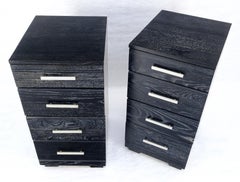 Pair of Black Cerused Solid Oak 4 Drawers Night Stands by Mengel Stands c1960s