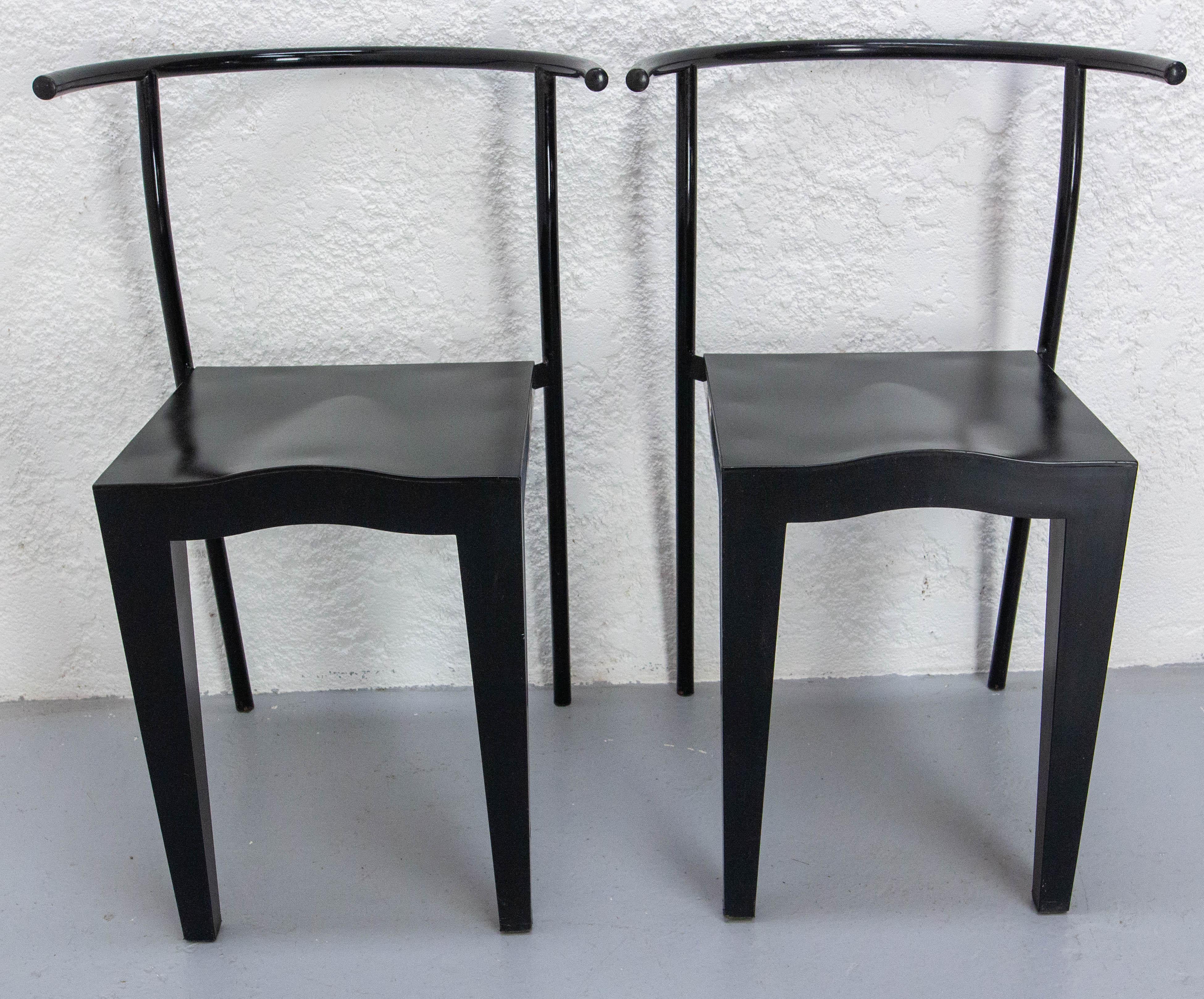 Paar schwarze Stühle Dr. Glob von Philippe Starck für Kartell, um 1980 (Französisch) im Angebot