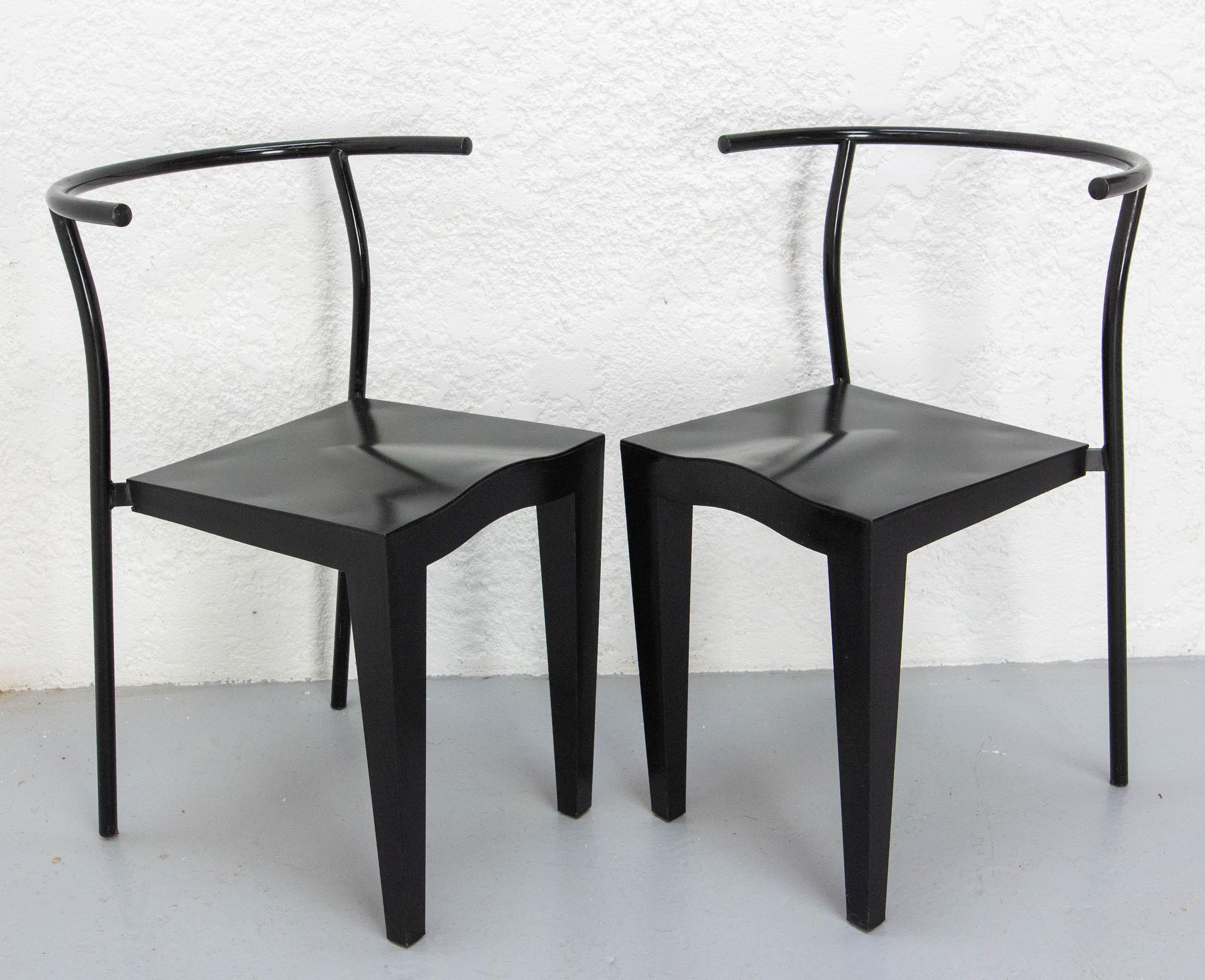 Paar schwarze Stühle Dr. Glob von Philippe Starck für Kartell, um 1980 im Zustand „Gut“ im Angebot in Labrit, Landes