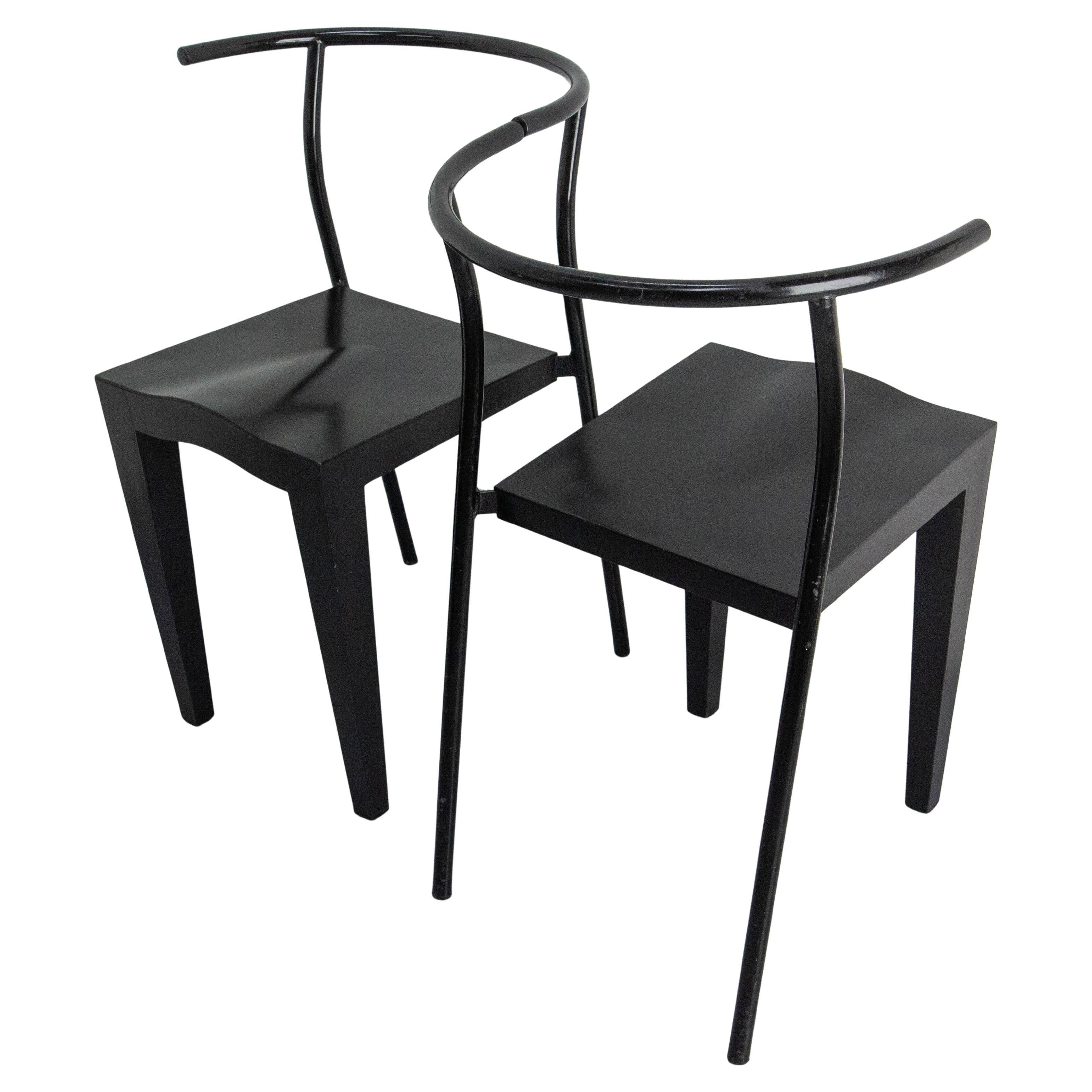 Paar schwarze Stühle Dr. Glob von Philippe Starck für Kartell, um 1980 (20. Jahrhundert) im Angebot
