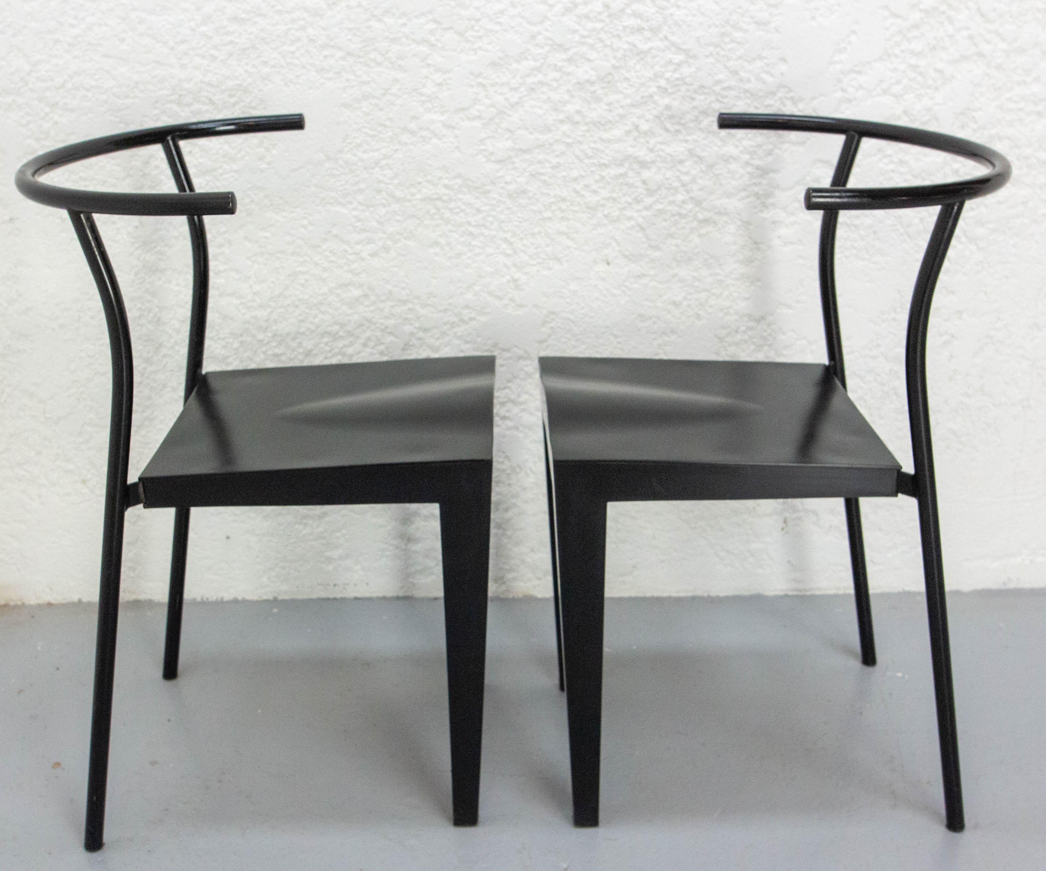 Paar schwarze Stühle Dr. Glob von Philippe Starck für Kartell, um 1980 (Metall) im Angebot