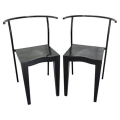Paar schwarze Stühle Dr. Glob von Philippe Starck für Kartell, um 1980
