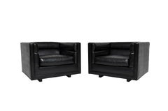 Pair of Black "Channel" Chairs Designed by Roger Sprunger for Dunbar