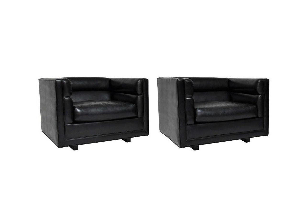Paar schwarze „Channel“-Stühle entworfen von Roger Sprunger für Dunbar (Moderne der Mitte des Jahrhunderts) im Angebot
