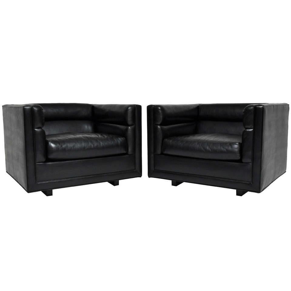 Paar schwarze „Channel“-Stühle entworfen von Roger Sprunger für Dunbar im Angebot