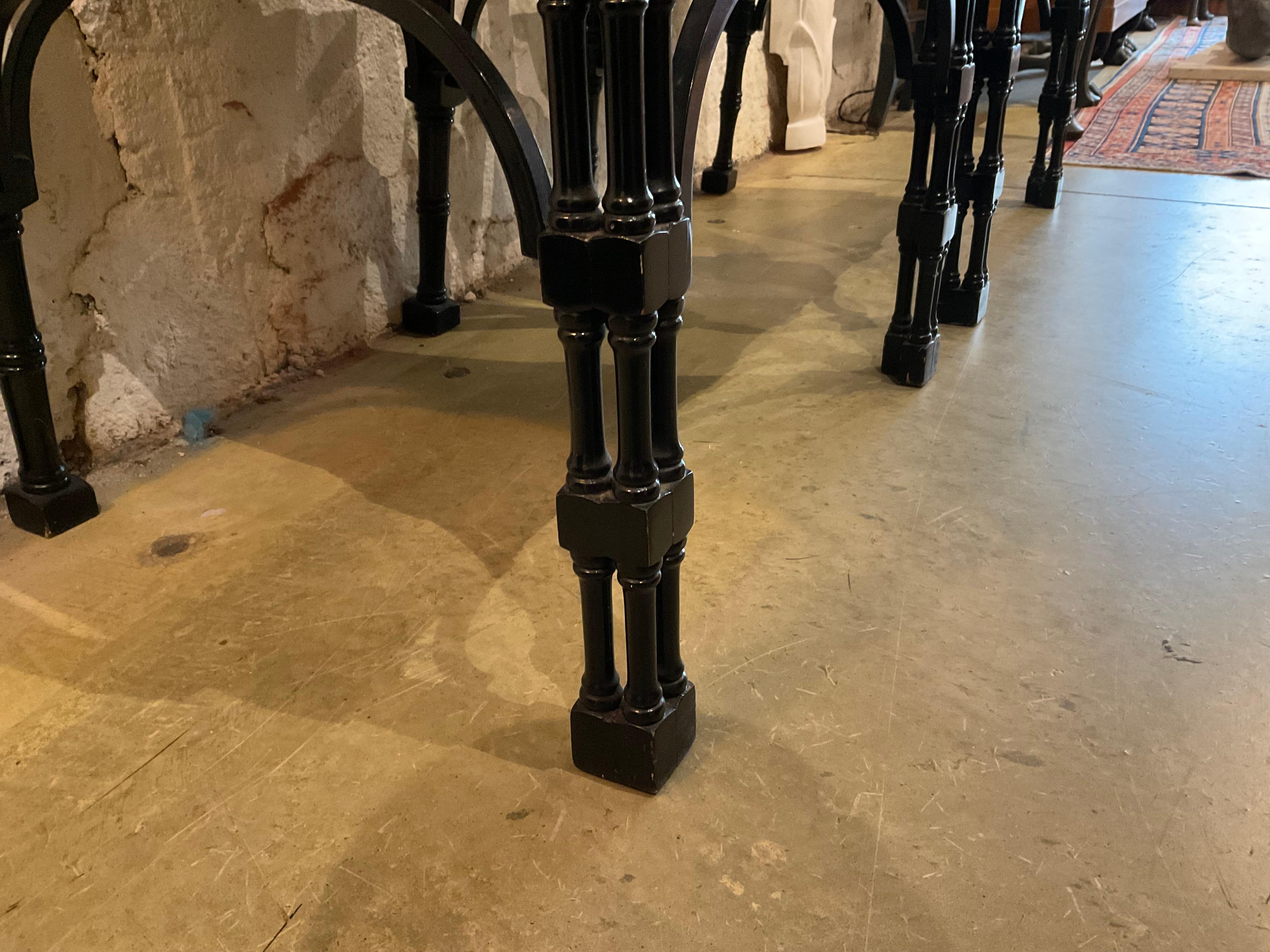 Pair of Black Chinese Chippendale Dining Arm Chairs For Sale 4